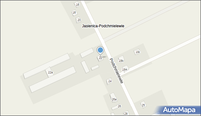 Jasienica, Podchmielewie, 22, mapa Jasienica