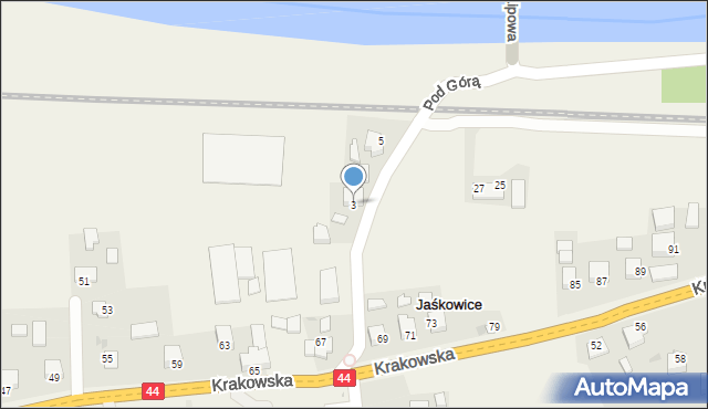 Jaśkowice, Pod Górą, 3, mapa Jaśkowice