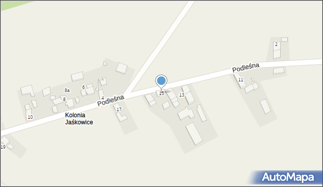 Jaśkowice, Podleśna, 15, mapa Jaśkowice