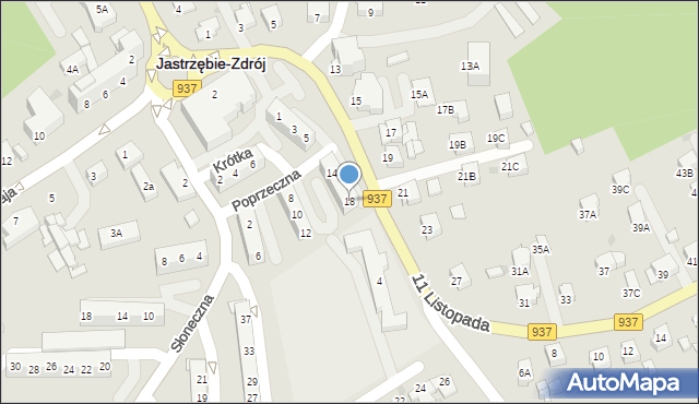 Jastrzębie-Zdrój, Poprzeczna, 18, mapa Jastrzębie-Zdrój