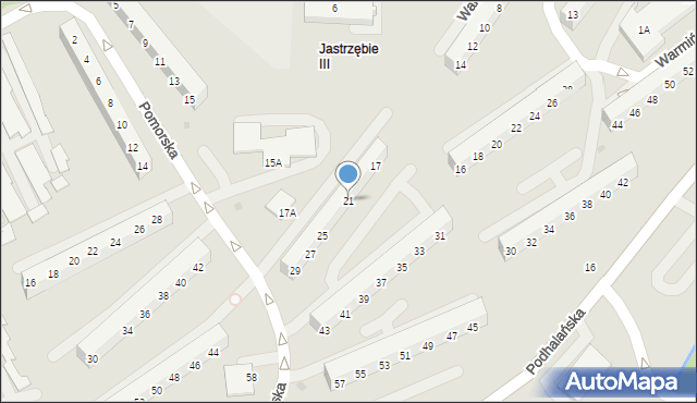 Jastrzębie-Zdrój, Pomorska, 21, mapa Jastrzębie-Zdrój