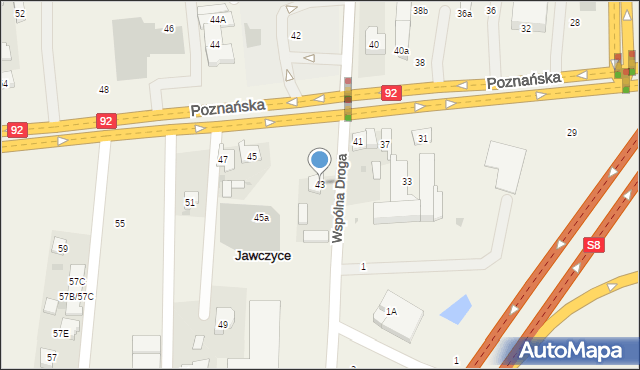 Jawczyce, Poznańska, 43, mapa Jawczyce