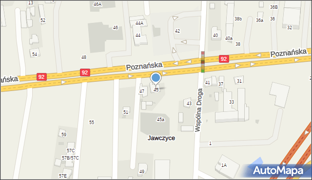 Jawczyce, Poznańska, 45, mapa Jawczyce