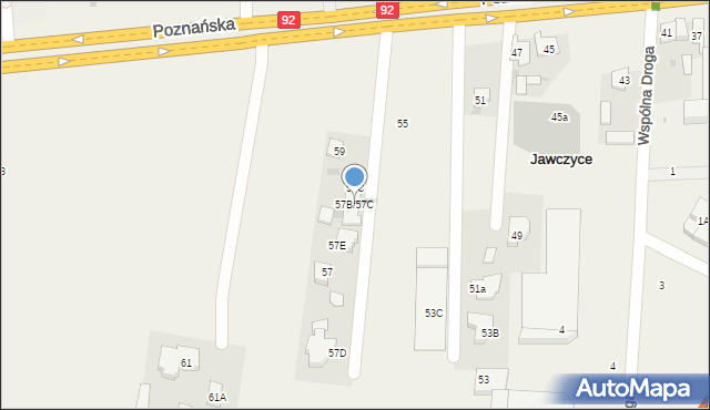 Jawczyce, Poznańska, 57B/57C, mapa Jawczyce