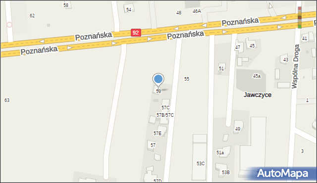 Jawczyce, Poznańska, 59, mapa Jawczyce