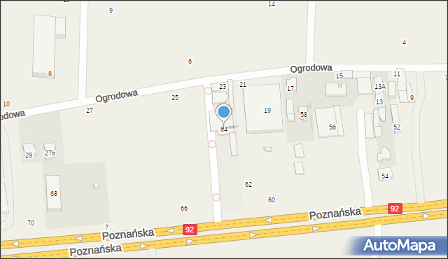 Jawczyce, Poznańska, 64, mapa Jawczyce