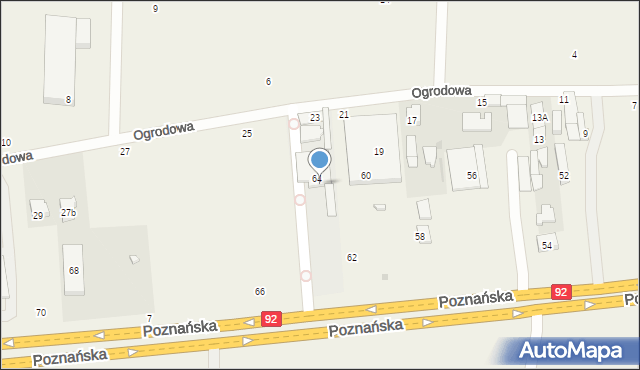 Jawczyce, Poznańska, 64a, mapa Jawczyce