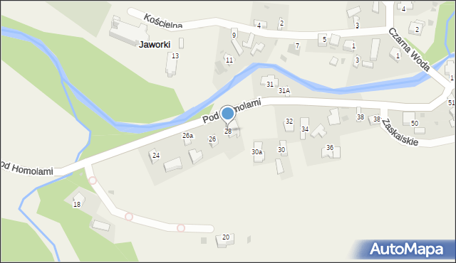 Jaworki, Pod Homolami, 28, mapa Jaworki