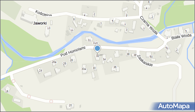 Jaworki, Pod Homolami, 32, mapa Jaworki