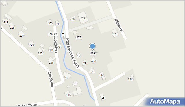 Jaworze, Pod Młyńską Kępą, 42A, mapa Jaworze