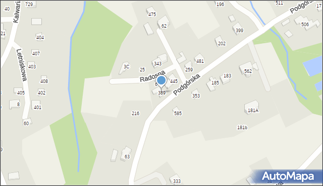 Jaworze, Podgórska, 389, mapa Jaworze