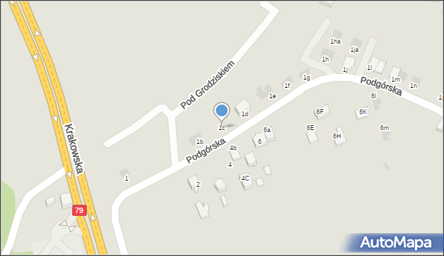 Jaworzno, Podgórska, 1c, mapa Jaworzno