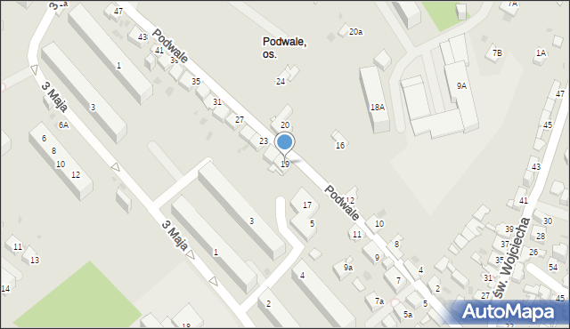 Jaworzno, Podwale, 19, mapa Jaworzno