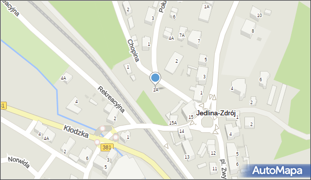 Jedlina-Zdrój, Południowa, 1A, mapa Jedlina-Zdrój