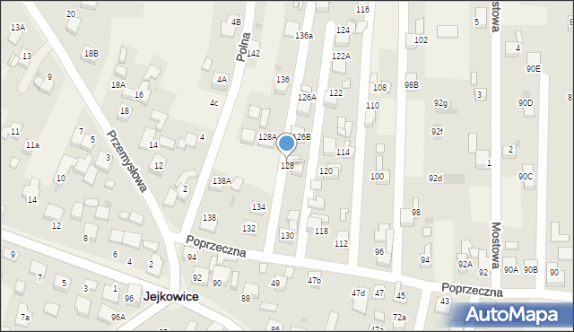 Jejkowice, Poprzeczna, 128, mapa Jejkowice