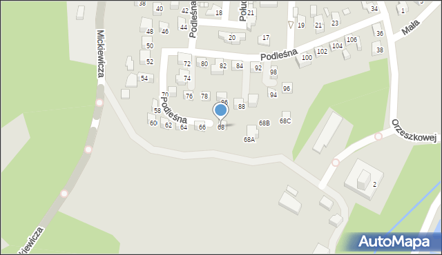 Jelenia Góra, Podleśna, 68, mapa Jelenia Góra