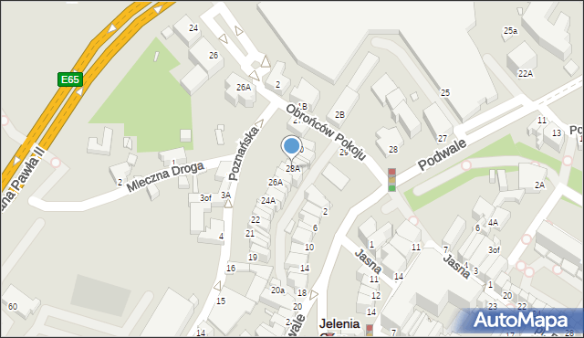 Jelenia Góra, Poznańska, 28A, mapa Jelenia Góra