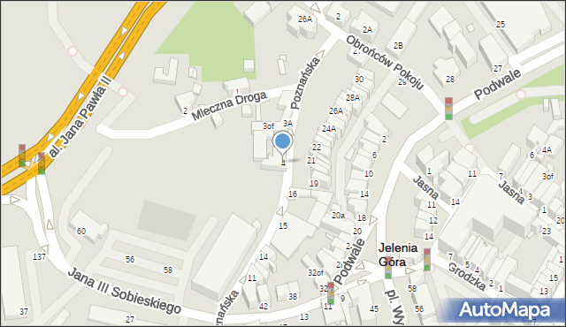 Jelenia Góra, Poznańska, 4, mapa Jelenia Góra