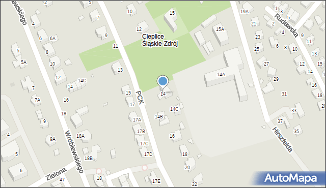 Jelenia Góra, Polskiego Czerwonego Krzyża, 14, mapa Jelenia Góra