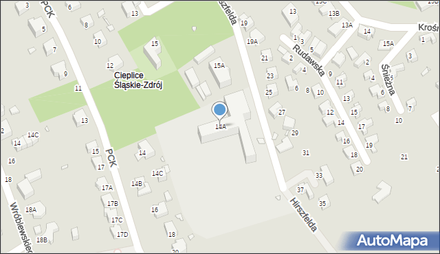 Jelenia Góra, Polskiego Czerwonego Krzyża, 14A, mapa Jelenia Góra