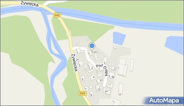 Jeleśnia, Pod Grapą, 1A, mapa Jeleśnia