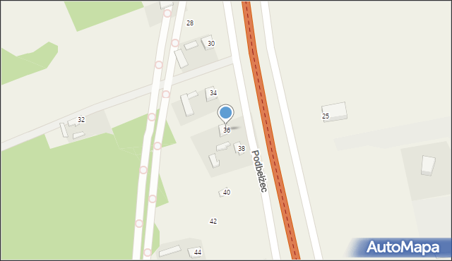 Jeziernia, Podbełżec, 36, mapa Jeziernia