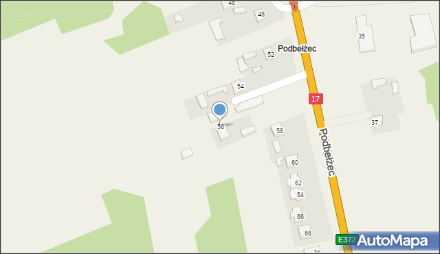 Jeziernia, Podbełżec, 56, mapa Jeziernia