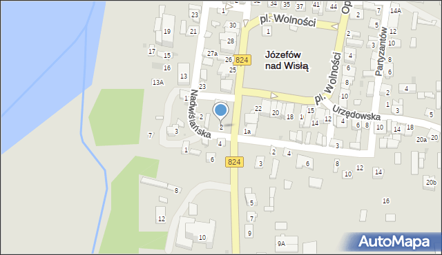 Józefów nad Wisłą, Powstańców, 2, mapa Józefów nad Wisłą