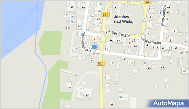 Józefów nad Wisłą, Powstańców, 4, mapa Józefów nad Wisłą