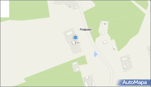 Kaczaki, Podpołoń, 9, mapa Kaczaki