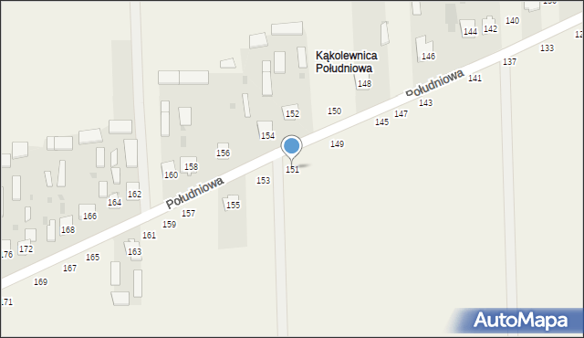 Kąkolewnica, Południowa, 151, mapa Kąkolewnica