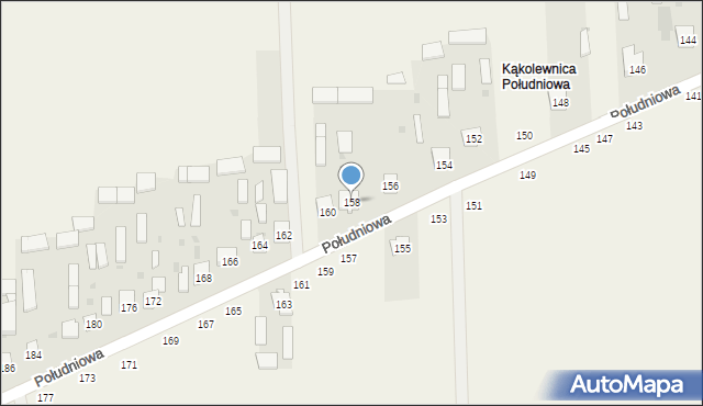 Kąkolewnica, Południowa, 158, mapa Kąkolewnica