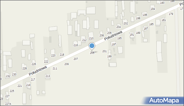 Kąkolewnica, Południowa, 205, mapa Kąkolewnica