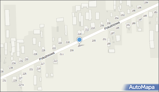 Kąkolewnica, Południowa, 207, mapa Kąkolewnica