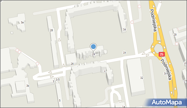 Kalisz, Podmiejska, 24, mapa Kalisza