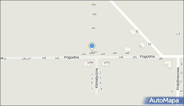 Kalisz, Pogodna, 142a, mapa Kalisza