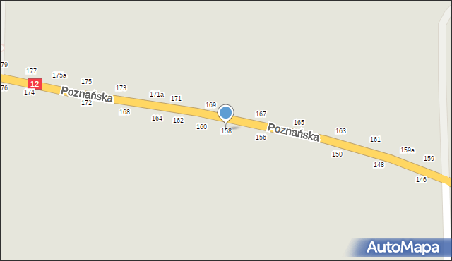 Kalisz, Poznańska, 158, mapa Kalisza