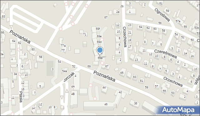 Kalisz, Poznańska, 69a, mapa Kalisza