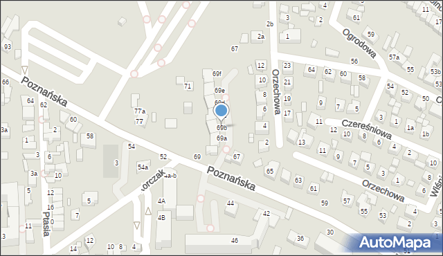 Kalisz, Poznańska, 69b, mapa Kalisza