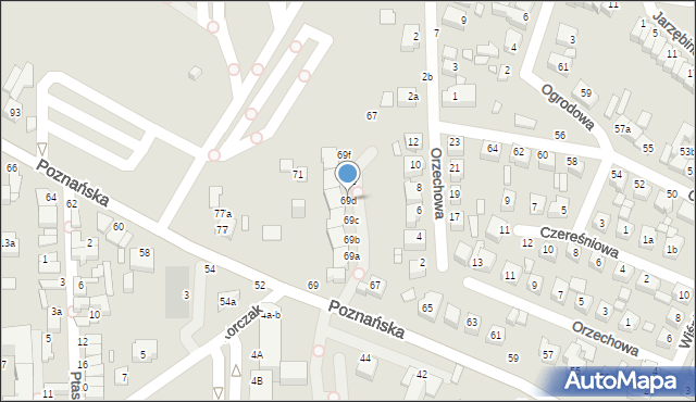 Kalisz, Poznańska, 69d, mapa Kalisza