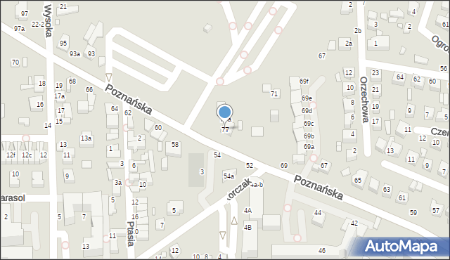 Kalisz, Poznańska, 77, mapa Kalisza