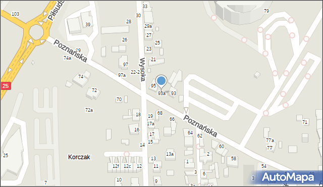 Kalisz, Poznańska, 93a, mapa Kalisza