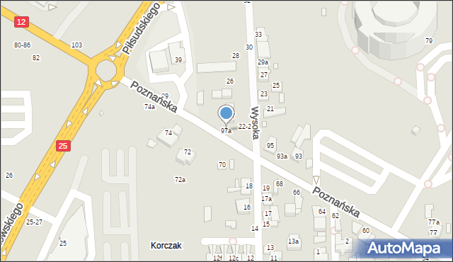 Kalisz, Poznańska, 97a, mapa Kalisza