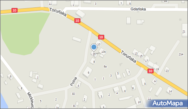 Kalisz Pomorski, Polna, 10, mapa Kalisz Pomorski