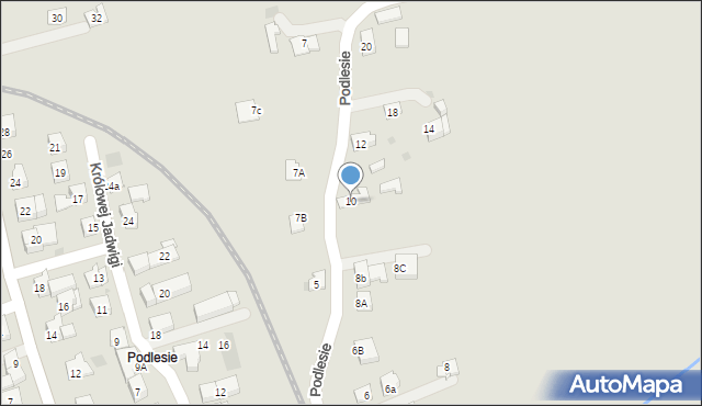 Kalwaria Zebrzydowska, Podlesie, 10, mapa Kalwaria Zebrzydowska