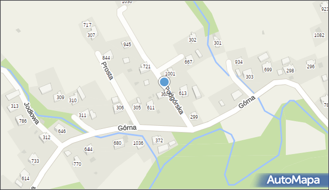 Kamesznica, Podgórska, 304, mapa Kamesznica