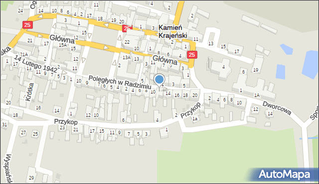 Kamień Krajeński, Poległych w Radzimiu, 12, mapa Kamień Krajeński