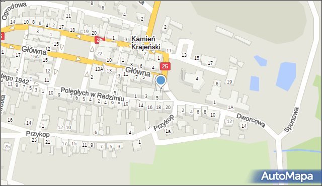 Kamień Krajeński, Poległych w Radzimiu, 5a, mapa Kamień Krajeński