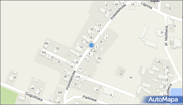 Kamień Śląski, Powstańców, 5a, mapa Kamień Śląski