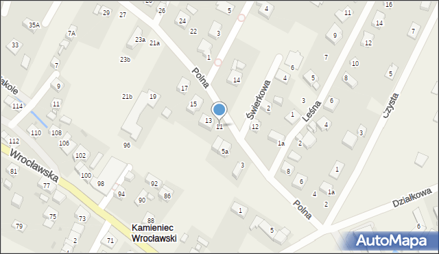 Kamieniec Wrocławski, Polna, 11, mapa Kamieniec Wrocławski